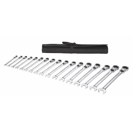 Ratcheting Wrench Set Metric 17 pcs. Type 54DG29 by USA Westward Combination Wrench Sets