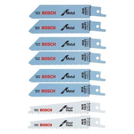 Reciprocating Saw Blade Set 8 pcs. Min. Qty 8 by USA Bosch Reciprocating Power Saw Blades