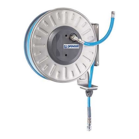 SS Hose Reel 3/4"x82ft ELS Coupling by USA Prevost Pneumatic Spring Return Hose Reels