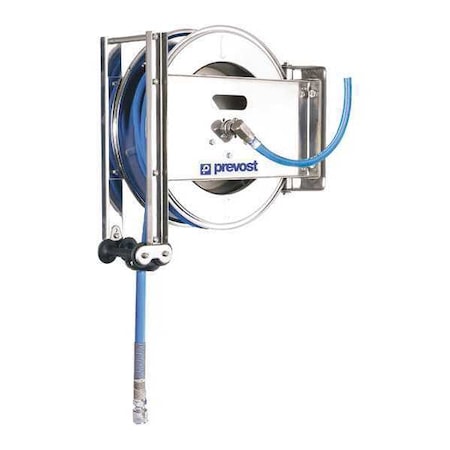Food Grade SS Hose Reel 5/8"x33 Ft by USA Prevost Pneumatic Spring Return Hose Reels