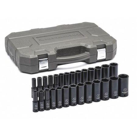 SAE/Metric Impact Socket Set 1/2"D 27pc by USA Gearwrench Socket Sets