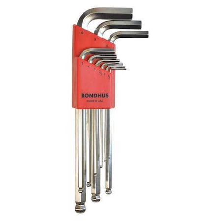 Ball End L Wrenches 1.5 10mm Long 9 pcs. by USA Bondhus Hex Key Sets
