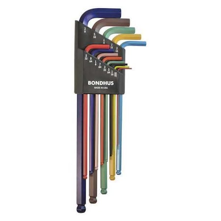 Ball End L Wrench Set ColorGuard 13 pcs. by USA Bondhus Hex Key Sets
