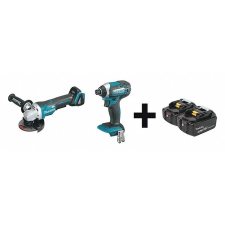 Cordless Combo Kit 18.0 V 2 Tools 3 Batt Type XAG06Z XDT11Z BL1840B 2 by USA Makita Cordless Power Tool Combination Kits