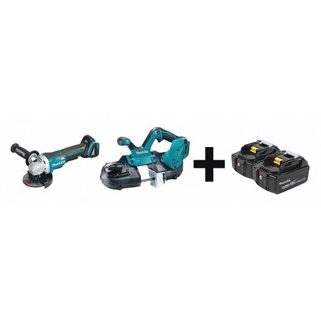 Cordless Combo Kit 18.0 V 2 Tools 3 Batt Type XAG06Z XBP01Z BL1840B 2 by USA Makita Cordless Power Tool Combination Kits