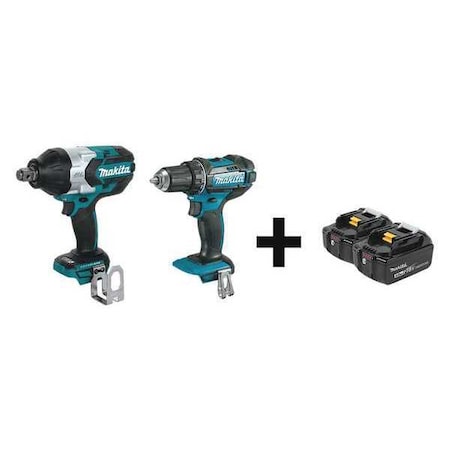 Cordless Combo Kit 18.0 V 2 Tools 2 Batt Type XWT07Z XFD10Z BL1840B 2 by USA Makita Cordless Power Tool Combination Kits
