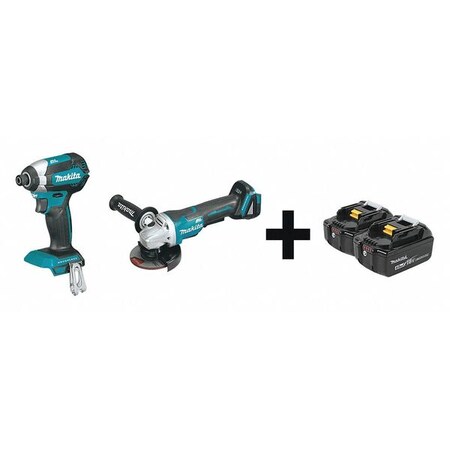 Cordless Combo Kit 18.0 V 2 Tools 2 Batt Type XDT13Z XAG06Z BL1840B 2 by USA Makita Cordless Power Tool Combination Kits