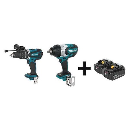 Cordless Combo Kit 18.0 V 2 Tools 2 Batt Type XPH03Z XWT08Z BL1840B 2 by USA Makita Cordless Power Tool Combination Kits