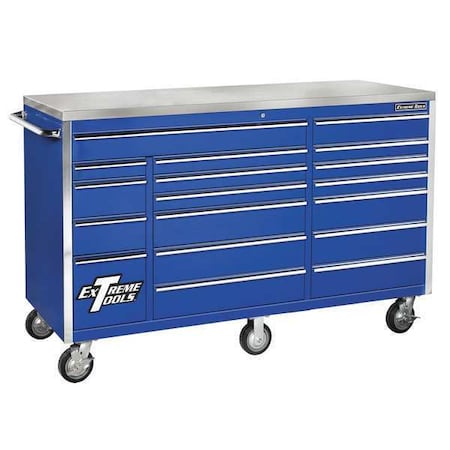Roller Cabinet 72" 18 Drawer 3 Bank Blue by USA Extreme Tools Chest & Side Cabinets