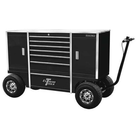 Pit Box 70" 7 Drawer 2 Compartment Black by USA Extreme Tools Rolling & Combination Cabinets & Carts