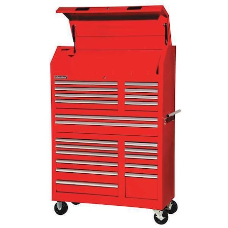 Toolbox Ball Bearing 20 Drawer 42" Red by USA International Tool Box Rolling & Combination Cabinets & Carts