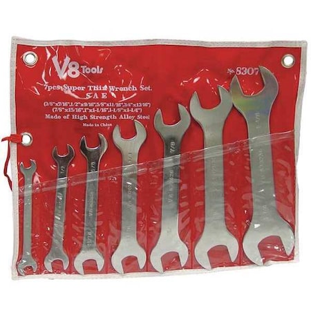 Super Thin Wrench Set 3/8 1 1/4" 7 pcs by USA V 8 Combination Wrenches
