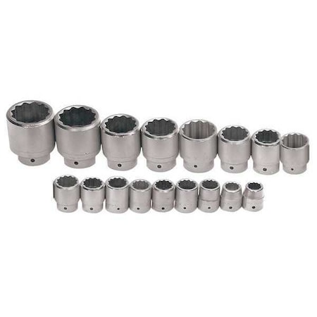 Standard Socket Set 1"D 12Pt 17pcs. SAE by USA Williams Sockets
