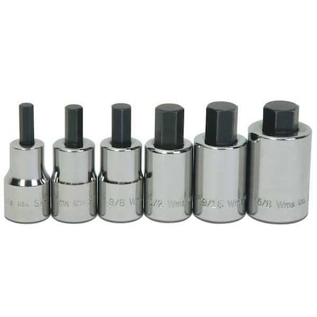 Hex Bit Socket Set 1/2" D 6 pcs. SAE by USA Williams Sockets