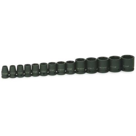 Impact Socket Set 1/2"D 6Pt 14pcs. SAE by USA Williams Sockets