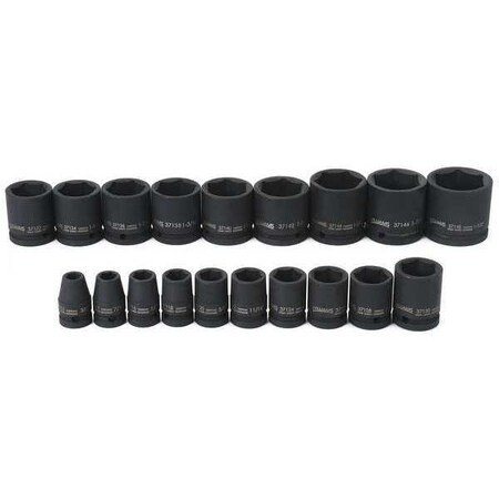 Impact Socket Set 1/2"D 6Pt 19pcs. SAE by USA Williams Sockets