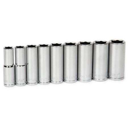 Deep Socket Set 1/2" D 6Pt 9pcs. by USA Williams Sockets