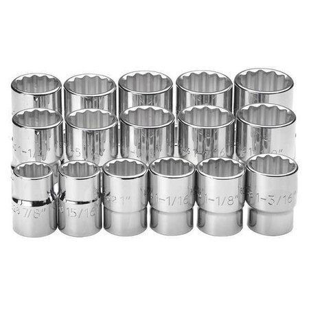 Standard Socket Set 3/4"D 12Pt 16pcs. by USA Williams Sockets