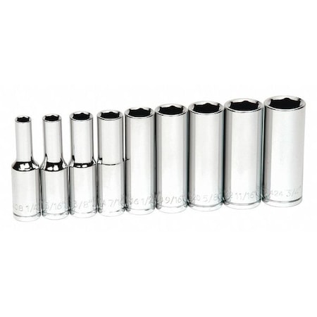 Deep Socket Set 3/8" D 6Pt 9pcs. by USA Williams Sockets