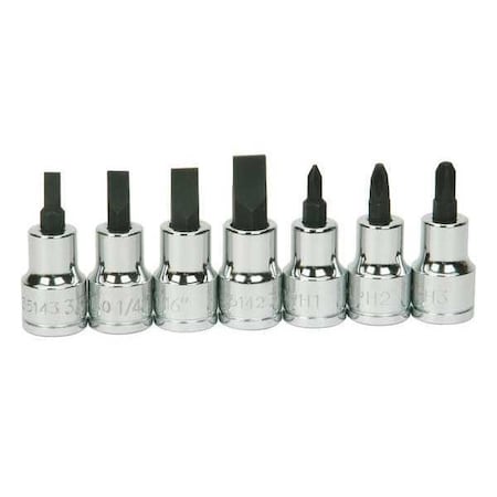 Screwdriver Socket Bit Set 3/8" D 7pcs. by USA Williams Sockets