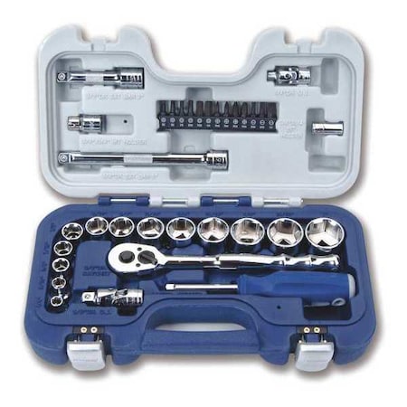 Basic Tool Set 34pcs. 3/8" D Min. Qty 6 by USA Williams Sockets