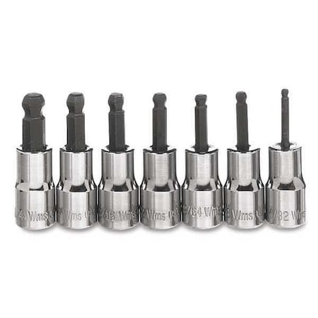 Socket Set 1/4" D Ball Hex 7pcs. by USA Williams Sockets