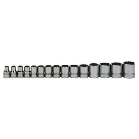 Socket Set 1/2" D Std 12Pt 15pcs. SAE by USA Williams Sockets