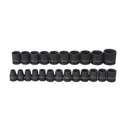 Impact Socket Set 1/2" D 6Pt 23 pcs. Met by USA Williams Sockets