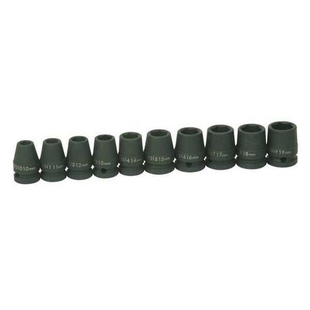 Impact Socket Set 1/2" D 6Pt 10 pcs. Met by USA Williams Sockets