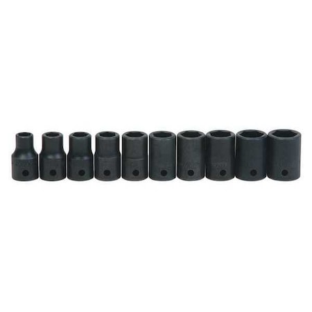 Impact Socket Set 1/2" D 6Pt 10pcs. Met by USA Williams Sockets
