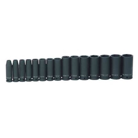 Deep Impact Socket Set 1/2" D 15pcs. SAE by USA Williams Sockets