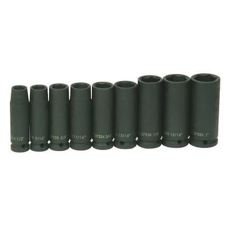 Deep Impact Socket Set 1/2" D 9pcs. SAE by USA Williams Sockets
