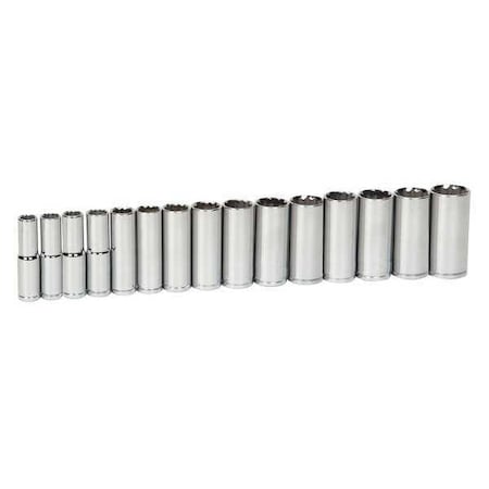 Deep Socket Set 1/2" D 12Pt 15pcs. Met by USA Williams Sockets