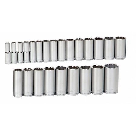 Deep Socket Set 1/2" D 12Pt 23pcs. Met by USA Williams Sockets
