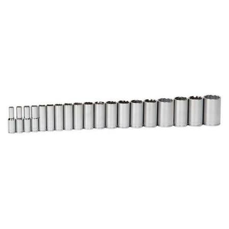 Deep Socket Set 1/2" D 12Pt 19pcs. SAE by USA Williams Sockets