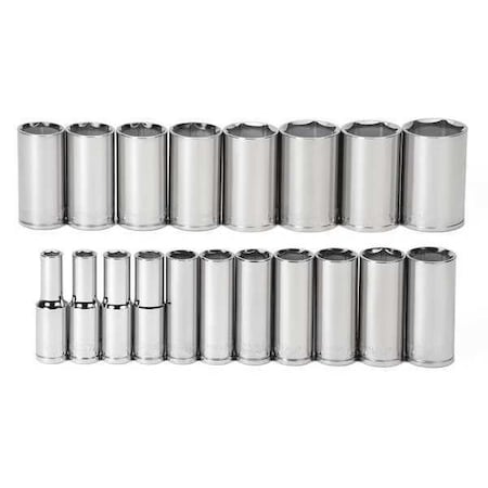 Deep Socket Set 1/2" D 19pcs. 6Pt SAE by USA Williams Sockets