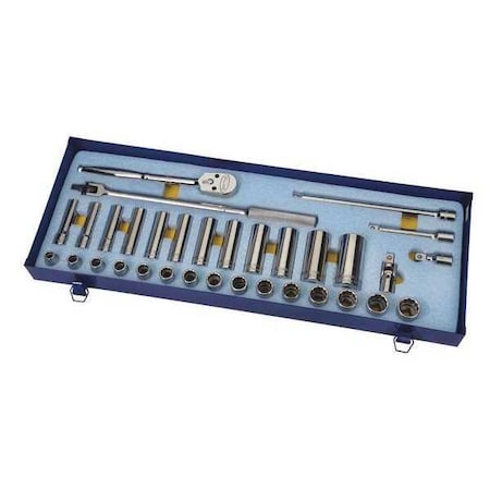 Socket and Tool Set 1/2" D 12Pt 33pcs. Type MSS 33FTB by USA Williams Sockets