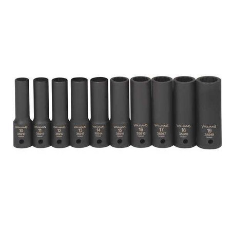 Deep Impact Socket Set 1/2"D 12Pt 10pcs. by USA Williams Sockets