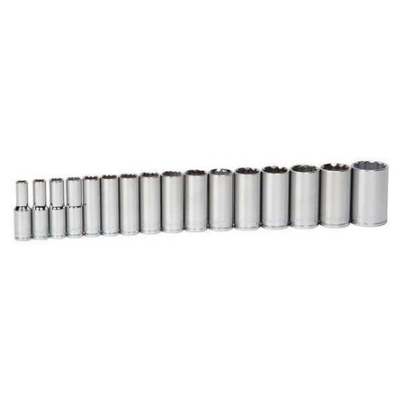 Deep Socket Set 1/2" D 12Pt 16pcs. AE by USA Williams Sockets