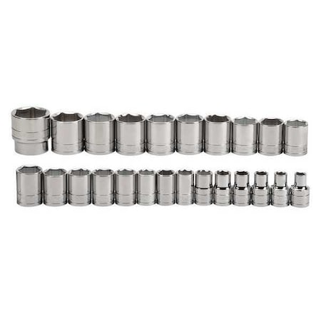 Socket Set 1/2"D 6Pt 24pcs. Metric by USA Williams Sockets