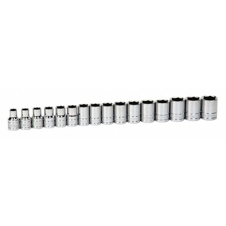 Socket Set 1/2"D 6Pt 16pcs. Metric by USA Williams Sockets