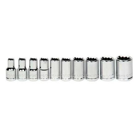 Socket Set 1/4"" D 12Pt 10pcs. by USA Williams Sockets