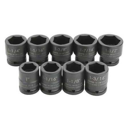 Impact Socket Set 3/4" D 6Pt 9pcs. SAE by USA Williams Sockets