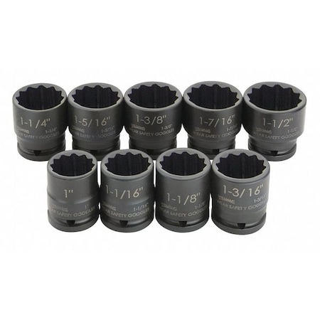 Impact Socket Set 3/4" D 9pcs. 12Pt SAE by USA Williams Sockets