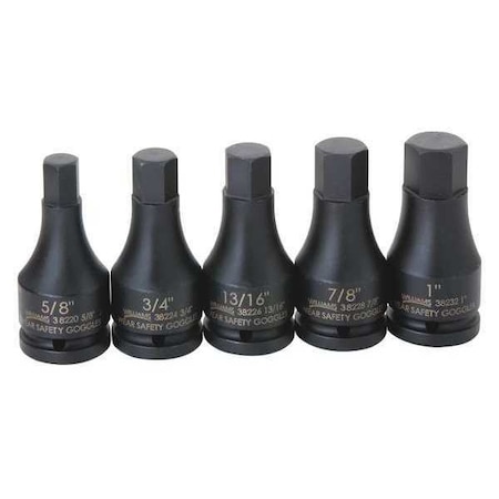 Impact Hex Bit Socket Set 3/4"D 5pcs SAE by USA Williams Sockets