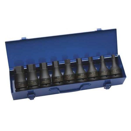 Impact Hex Bit Socket Set 3/4"D 9pcs SAE by USA Williams Sockets