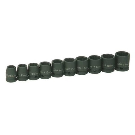 Impact Socket Set 3/8" D 6Pt Met 10pcs. by USA Williams Sockets