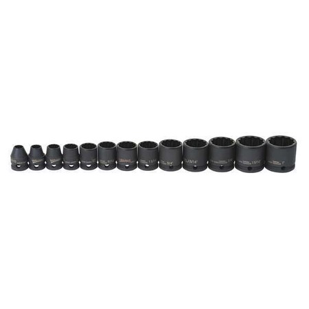 Impact Socket Set 3/8" D 12Pt 12pcs. SAE by USA Williams Sockets