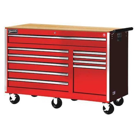 Roller Cabinet 56" Red 10 Drawer by USA Williams Rolling & Combination Cabinets & Carts