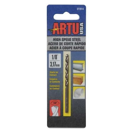 Drill Bit Steel High Speed 1/8 by USA Artu High Speed Jobber Drill Bits